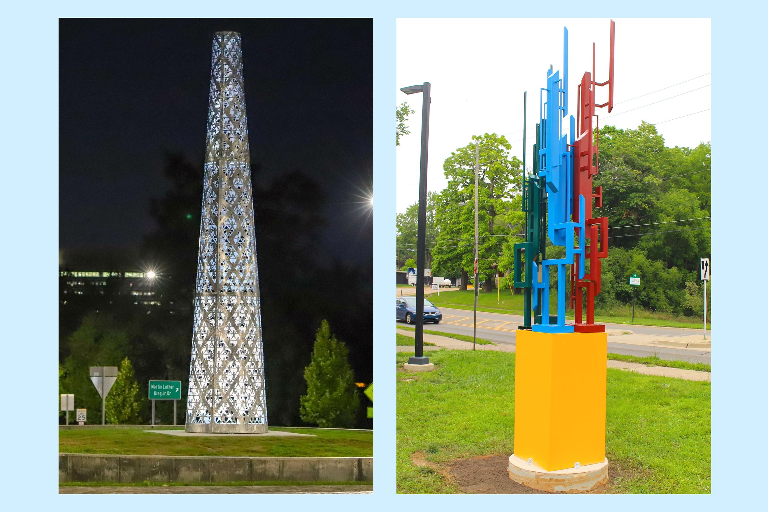 Two sculptures in one graphic. 