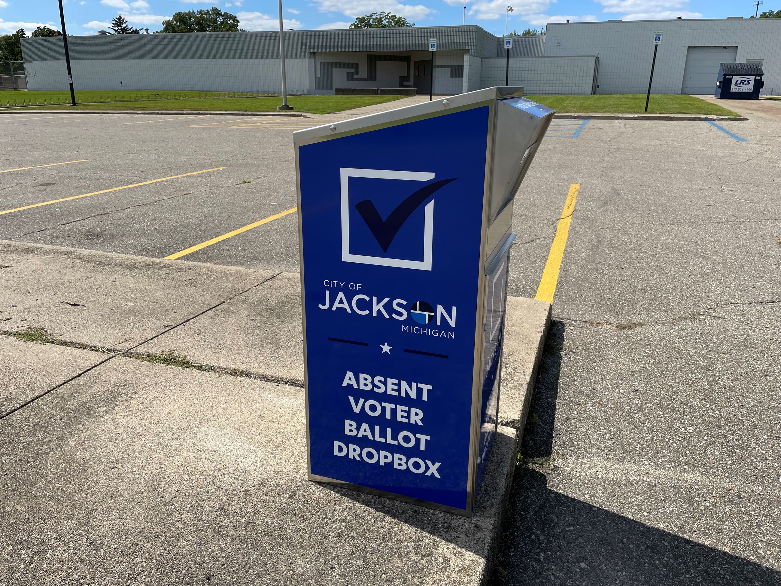 City of Jackson Absentee Ballot Drop Box in a parking lot