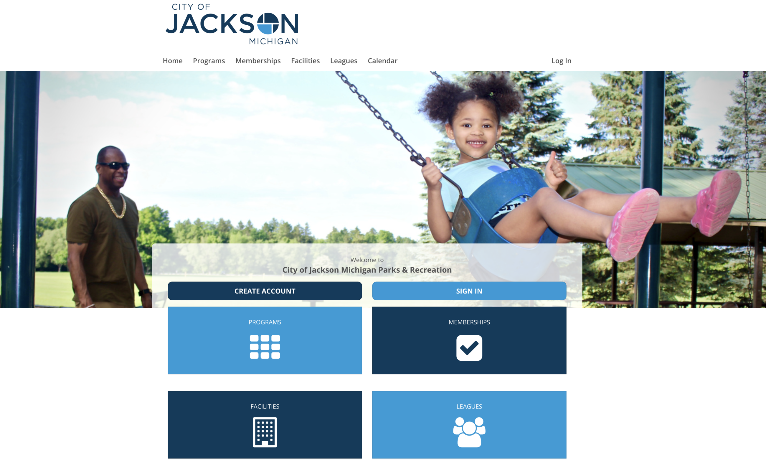 Screenshot of Jackson recreation registration website
