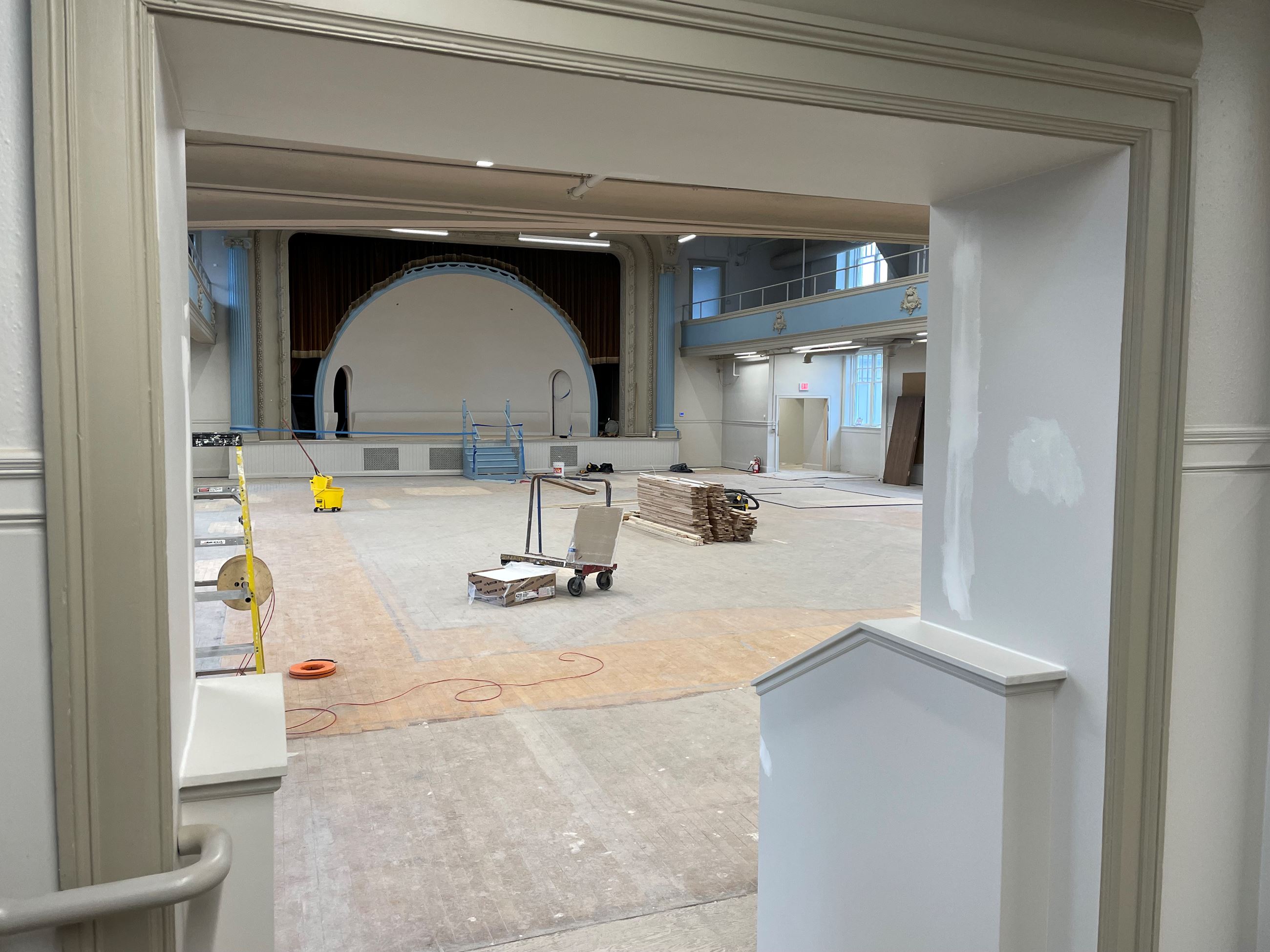 A large event space that is old is getting remodeled 