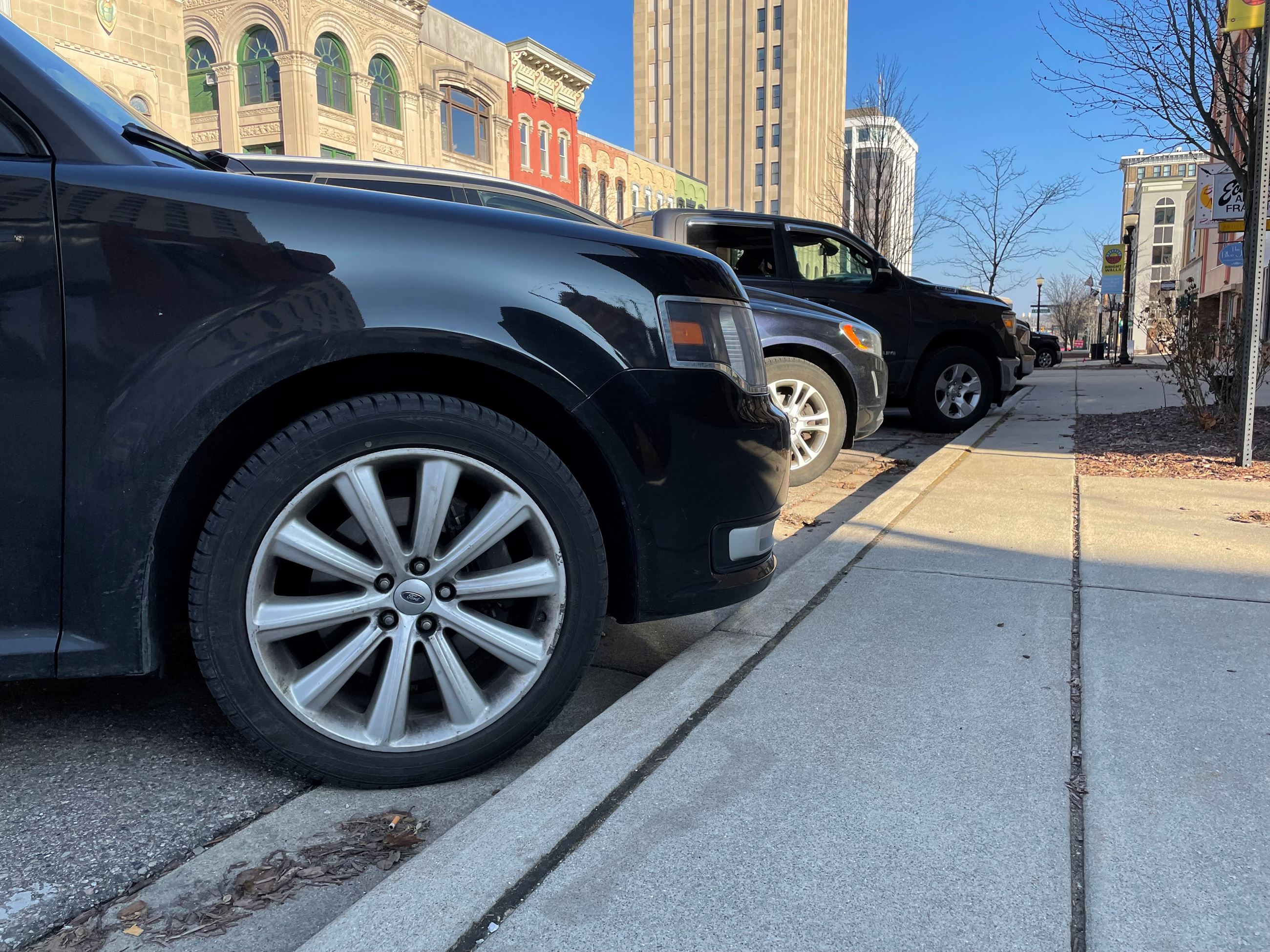 Cars parked on W. Michigan Avenue