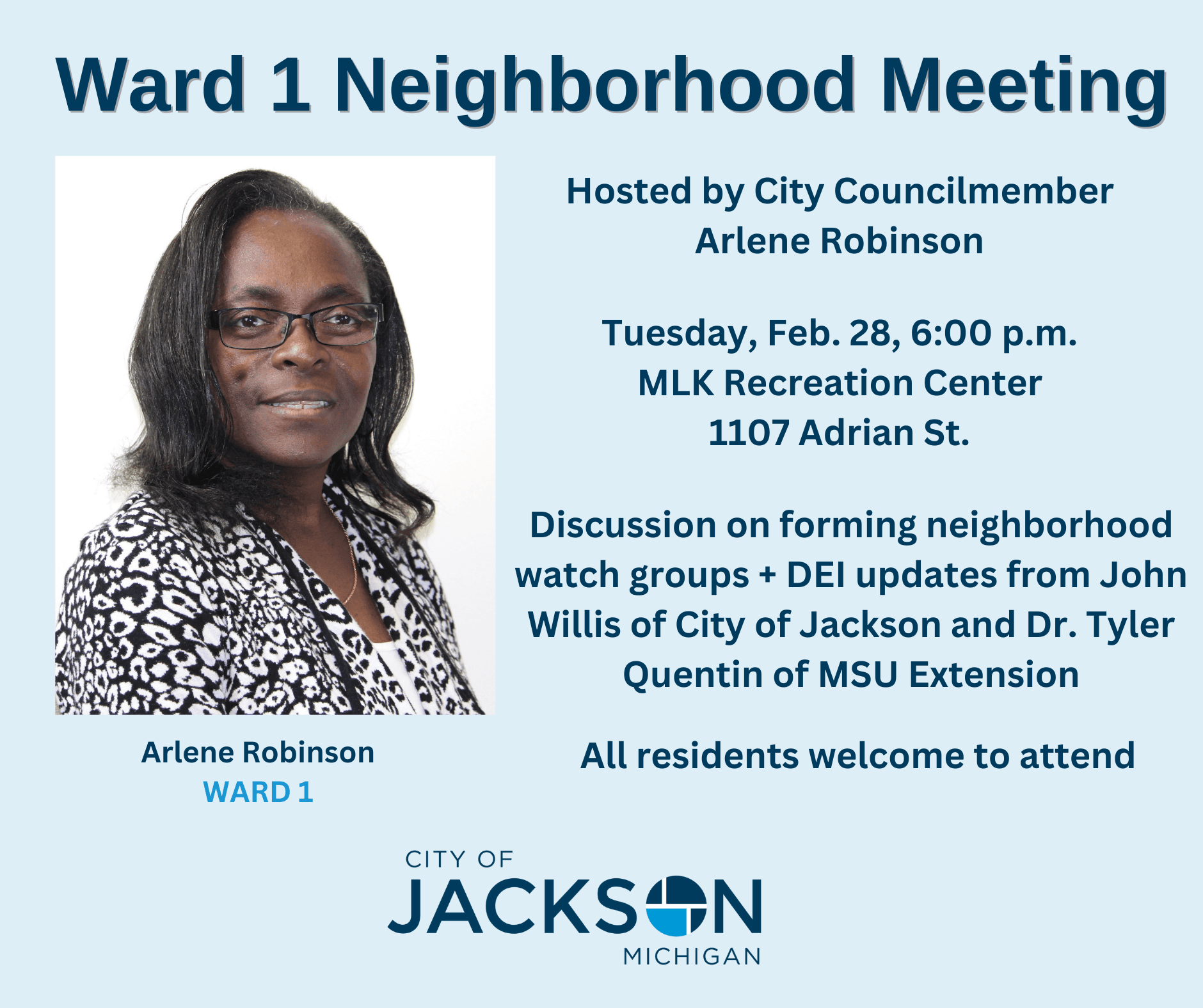 Ward 1 Neighborhood Meeting Graphic