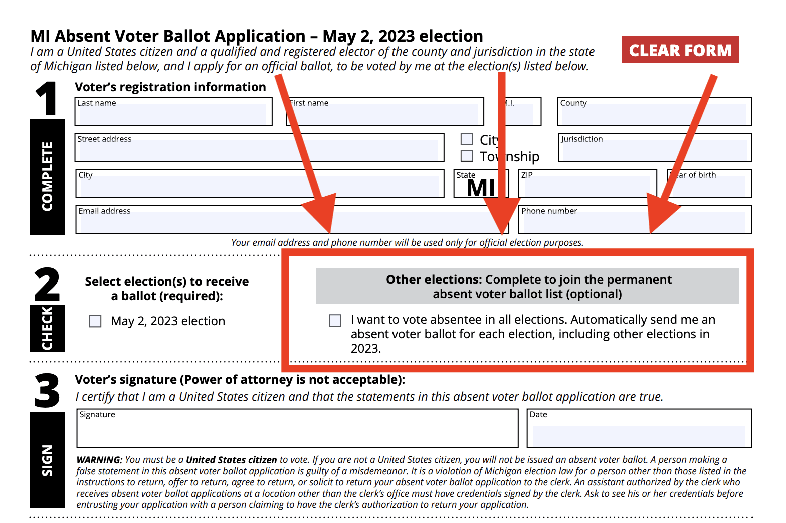 Absentee ballot instruction 2023
