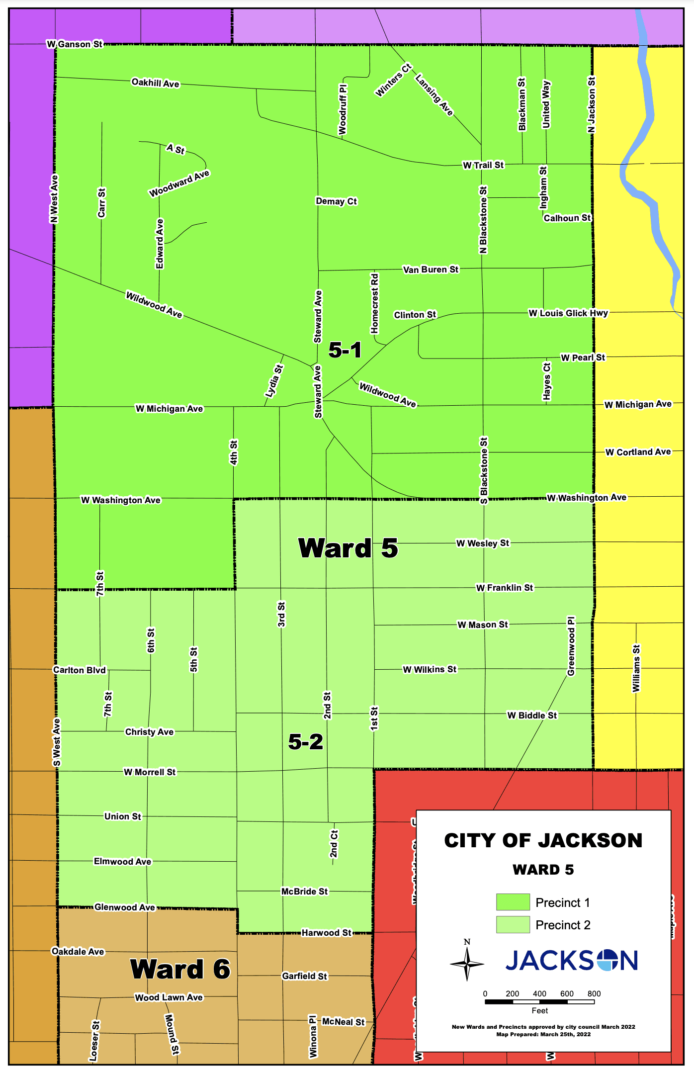 map of City of Jackson Ward 5