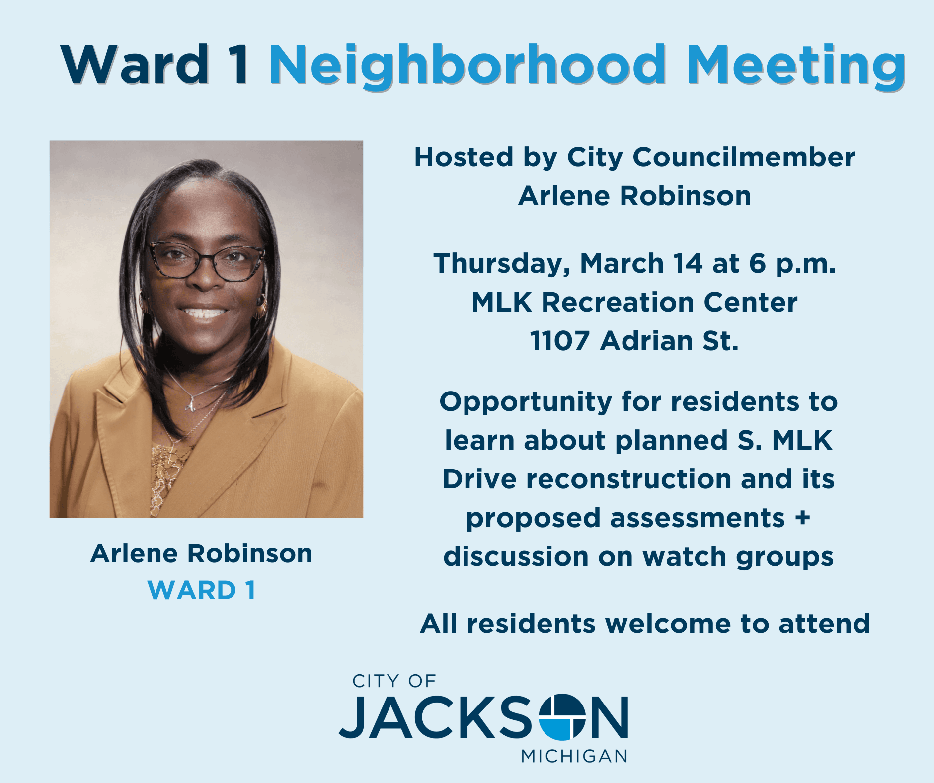Ward 1 neighborhood meeting graphic