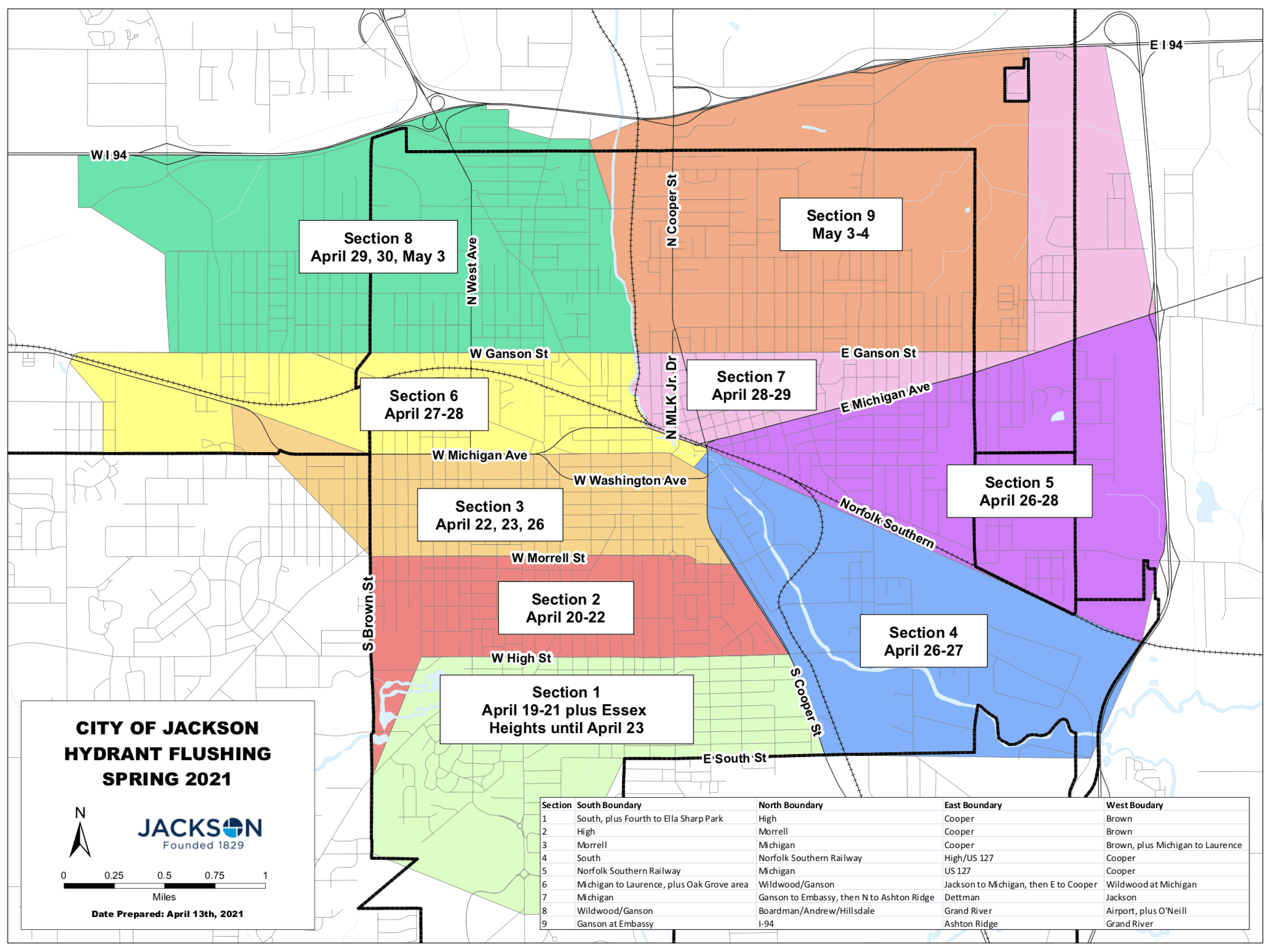 Jackson Hydrant Flushing Map