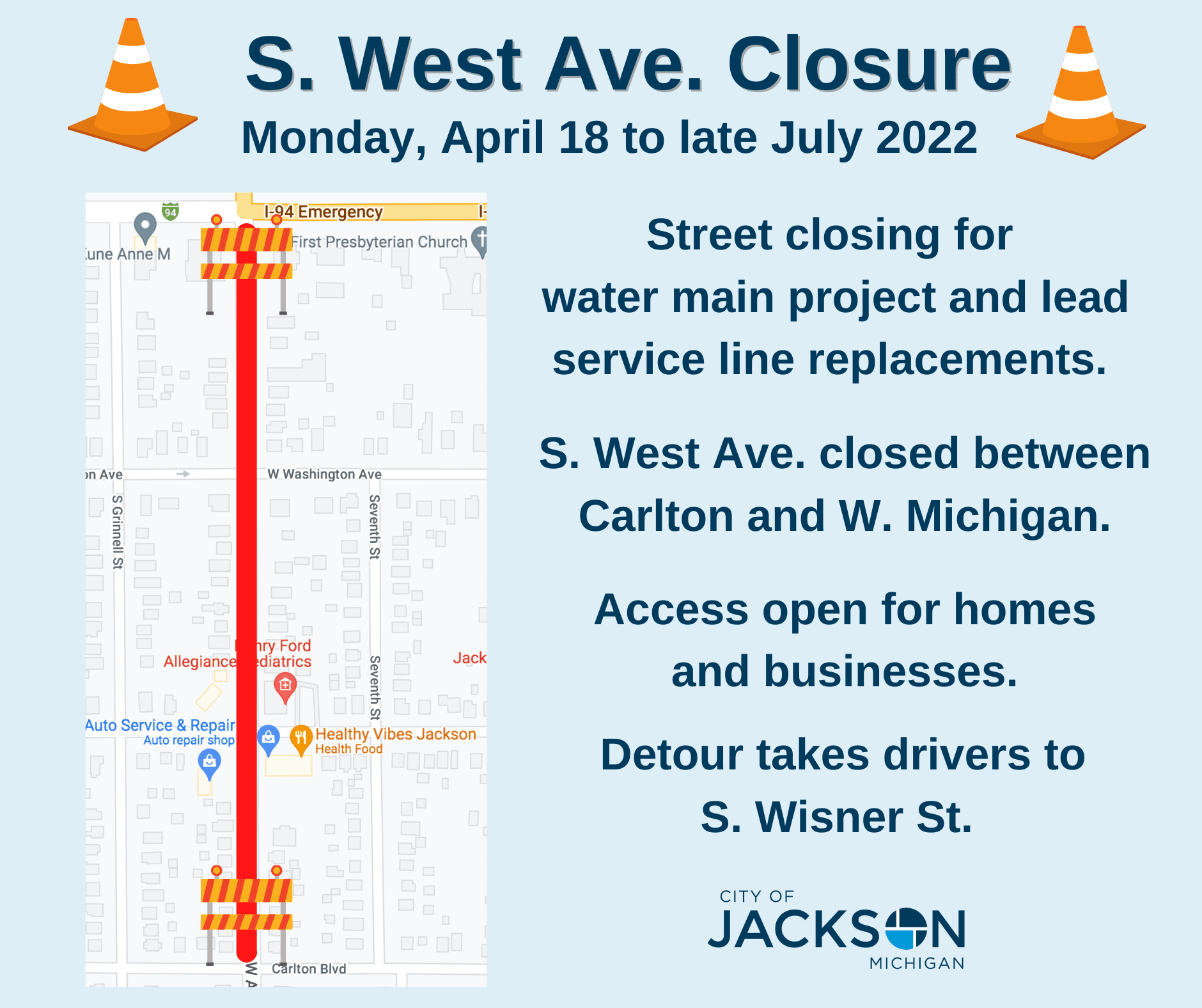 _S. West Ave Closure Graphic