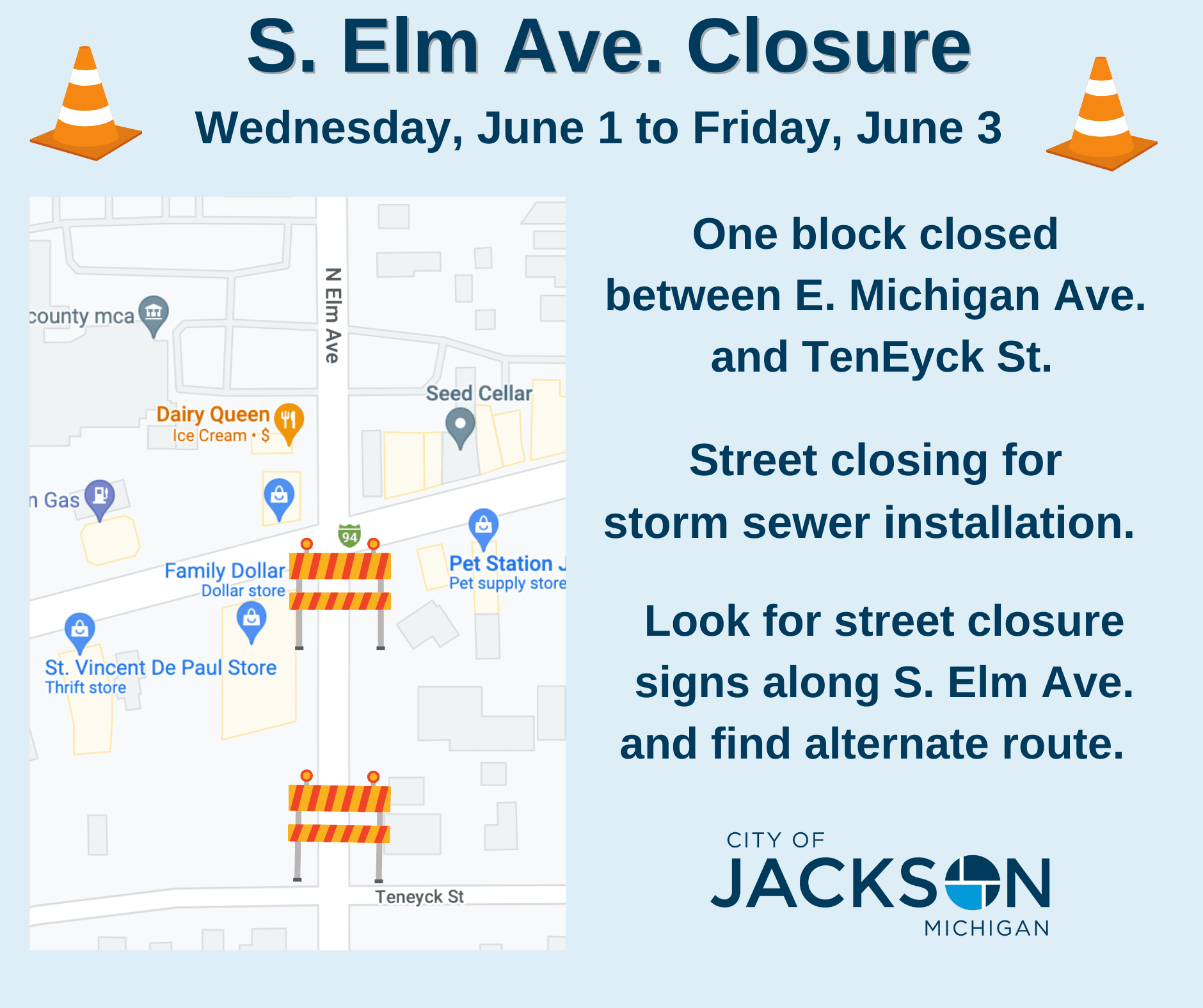 S. Elm closure graphic